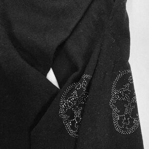 Thomas Wylde Black Scarf with Silver Skull Accents
